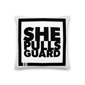She Pulls Guard Premium Pillow  - Drilling Partner Gift Pillow - Jiu Jitsu Couples Pillow - BJJ Home Throw Pillow for Grappler Gifts