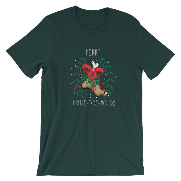 Merry Mistletoe Holds BJJ Short-Sleeve Unisex T-Shirt Holiday Jiu Jitsu BJJ T-shirts GuardWhatsYours Christmas Jiu Jitsu T-shirt