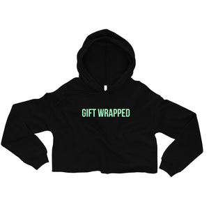 Jiu Jitsu Christmas Mint Gift Wrap Position Crop Hoodie JiuJitsu Gift Wrapped Hooded Sweatshirt Gift Wrapped Womens Cropped Hoodie