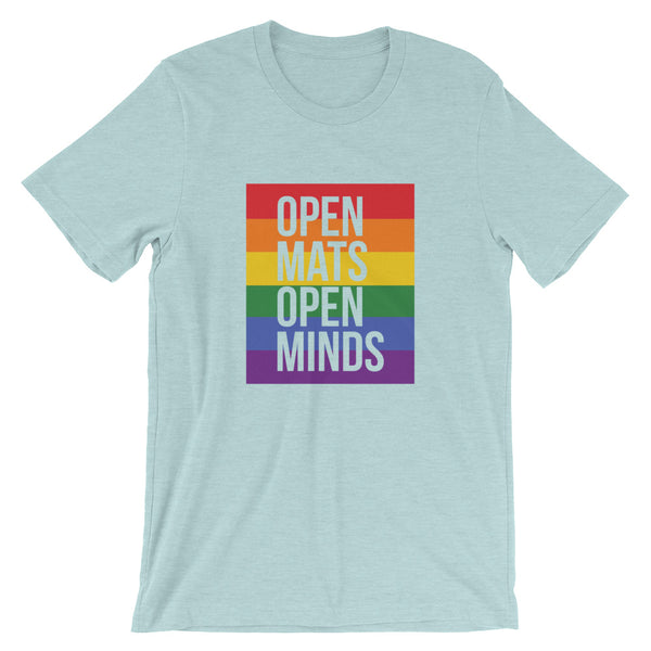 Unisex Open Mats Open Minds Jiu-Jitsu Short Sleeve Shirt - BJJ supporting LBGTQ, Inclusion Love is Love for All, JiuJitsu for Everyone.