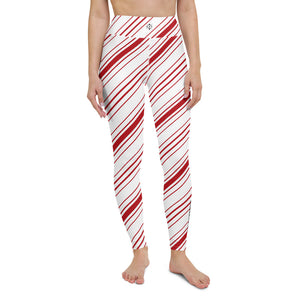 Jiu Jitsu Candy Cane Stripes - Candy Striper Jiu-Jitsu Spats - Women's Athletic Leggings - BJJ Christmas Nogi Grappling Holiday Candy Spats