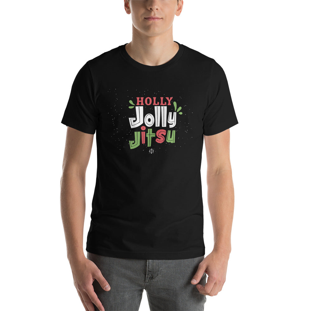 Holly Jolly Jitsu BJJ Jiu Jitsu Christmas Short-Sleeve Unisex T-Shirt - BJJ Holly Jolly Holiday Funny MMA Christmas Jiujitsu Tee
