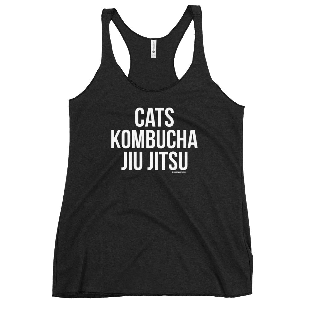 Cats Kombucha Jiu-Jitsu BJJ Woman's Racer-Back Tank - Cats Booch Jiu Jitsu BJJ GuardWhatsYours Tank JiuJitsu Grappling Kombucha Lover Tank