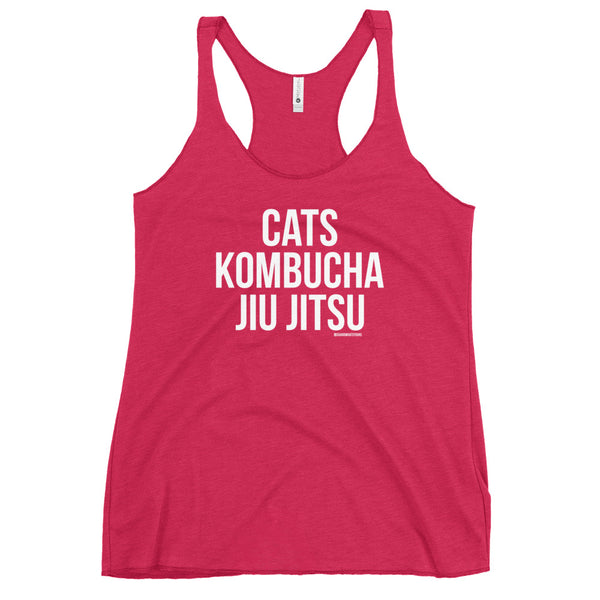 Cats Kombucha Jiu-Jitsu BJJ Woman's Racer-Back Tank - Cats Booch Jiu Jitsu BJJ GuardWhatsYours Tank JiuJitsu Grappling Kombucha Lover Tank
